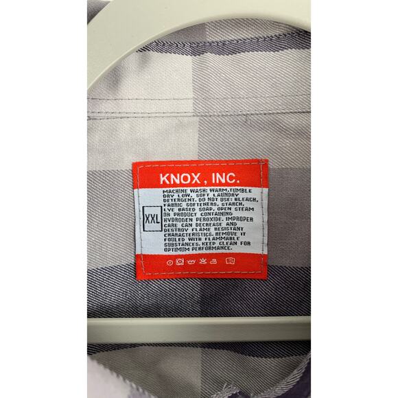 Knox FR Gray Plaid Button-Down Work Shirt Mens XXL New Flame Resistant Uniform - Picture 3 of 9